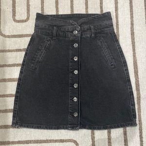 Pilcro and the Letterpress Black High-Waist Denim Mini, Size 0
